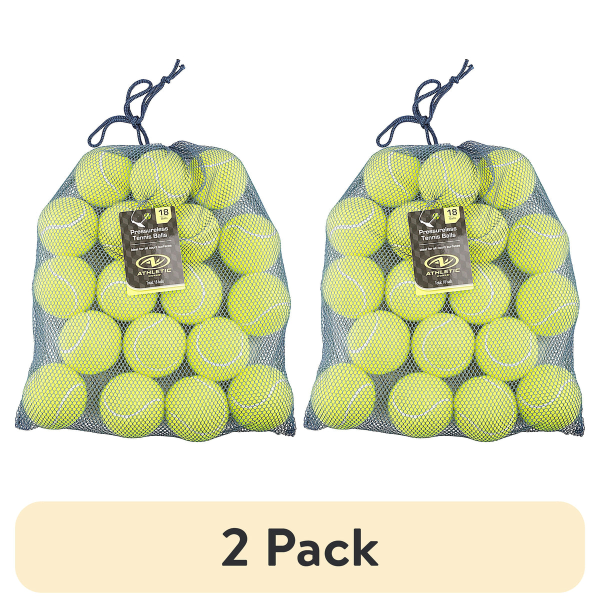 (3 pack) Athletic Works Pressureless Tennis Balls, 18-Pack, for Training and Dog Play