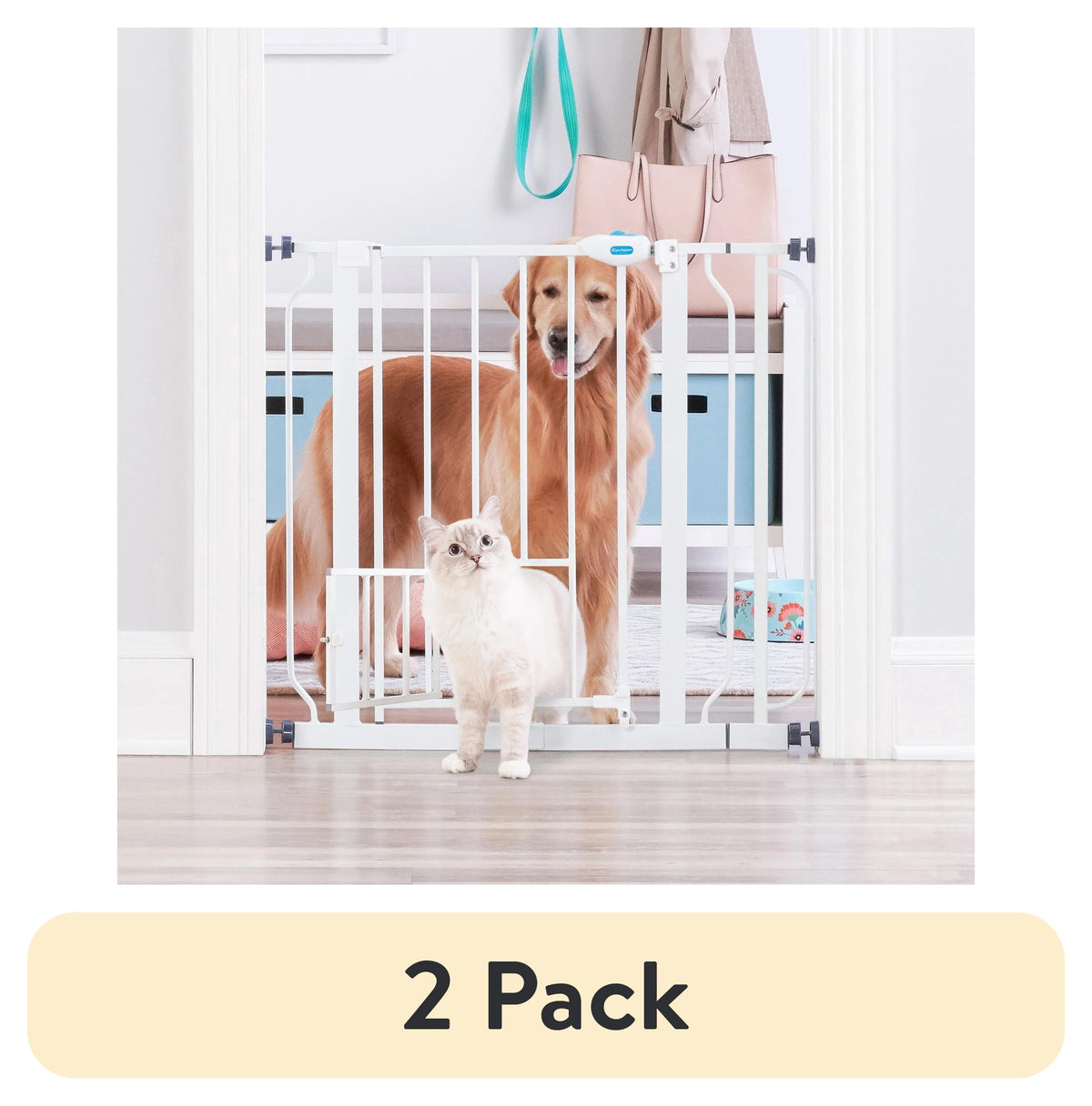 Carlson Extra Wide Walk-Through Pet Gate, 29"-38.5" Wide, Small Door, White
