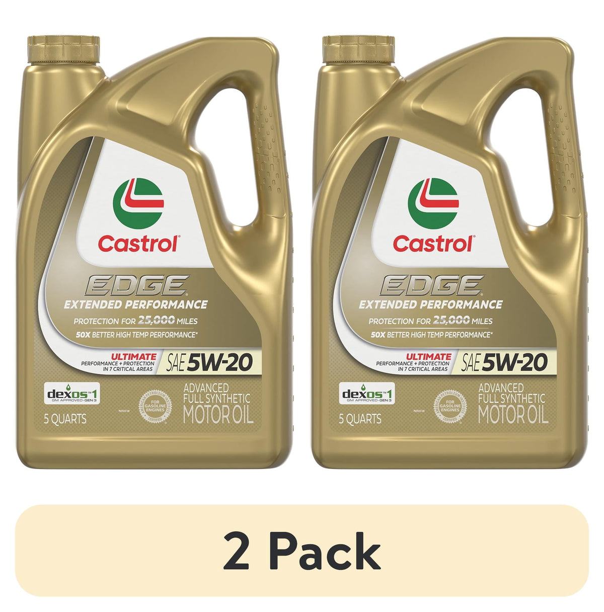 Castrol EDGE Extended Performance 5W-20 Advanced Full Synthetic Motor Oil, 5 Quarts