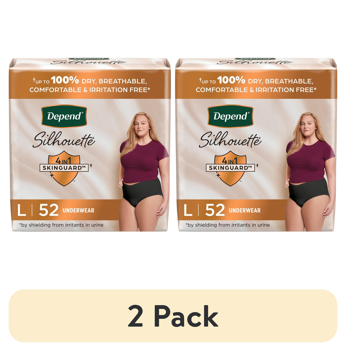 Depend Silhouette Women’s Incontinence & Postpartum Bladder Leak Underwear, L, 52 Count