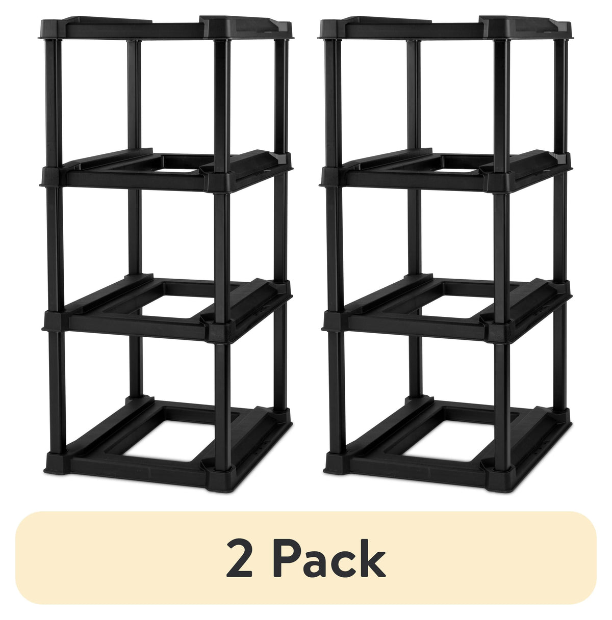 4 Tier Tote Rack, Holds Four 27 Gallon Industrial Storage Totes, Heavy Duty Plastic Garage Storage Organizer, Vertical Easy-Access No-Stacking Design, Black