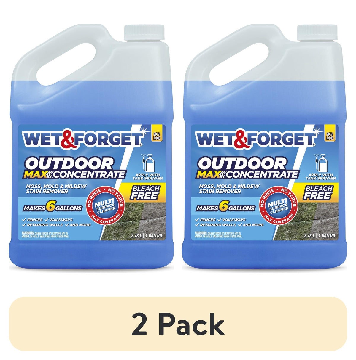 Wet & Forget Outdoor MAX Moss, Mold, Mildew, and Algae Stain Remover Concentrate, 128 oz
