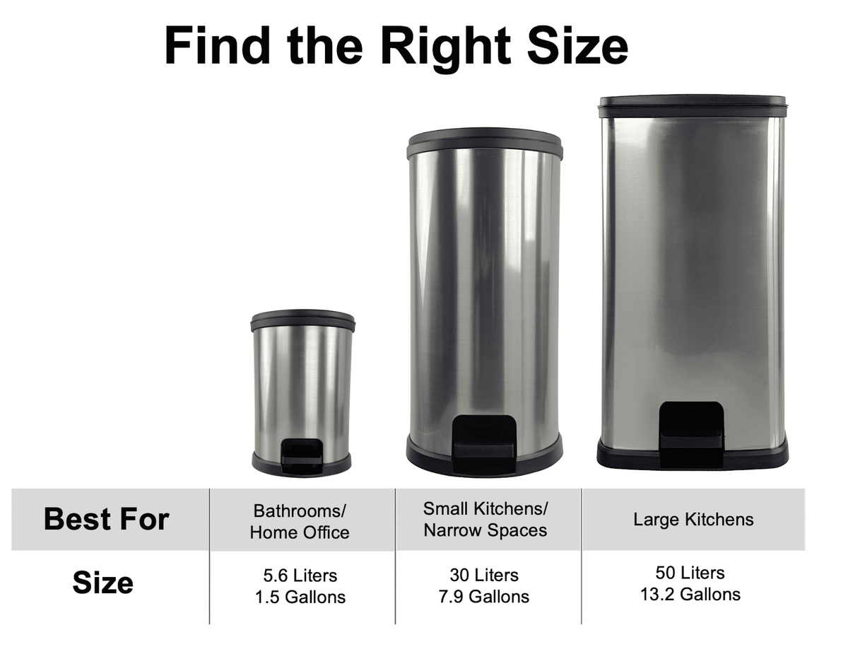 Mainstays 13.2 Gallon Plastic Step Trash Can with Lid, Silver