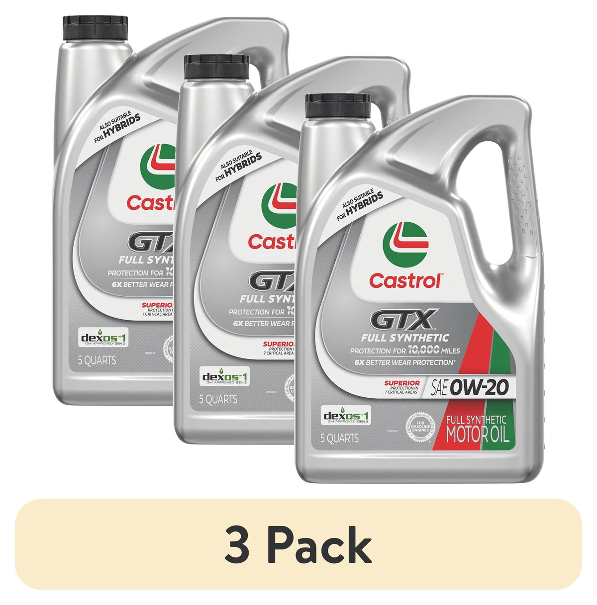 (2 pack) Castrol GTX Full Synthetic 0W-20 Motor Oil, 5 Quarts