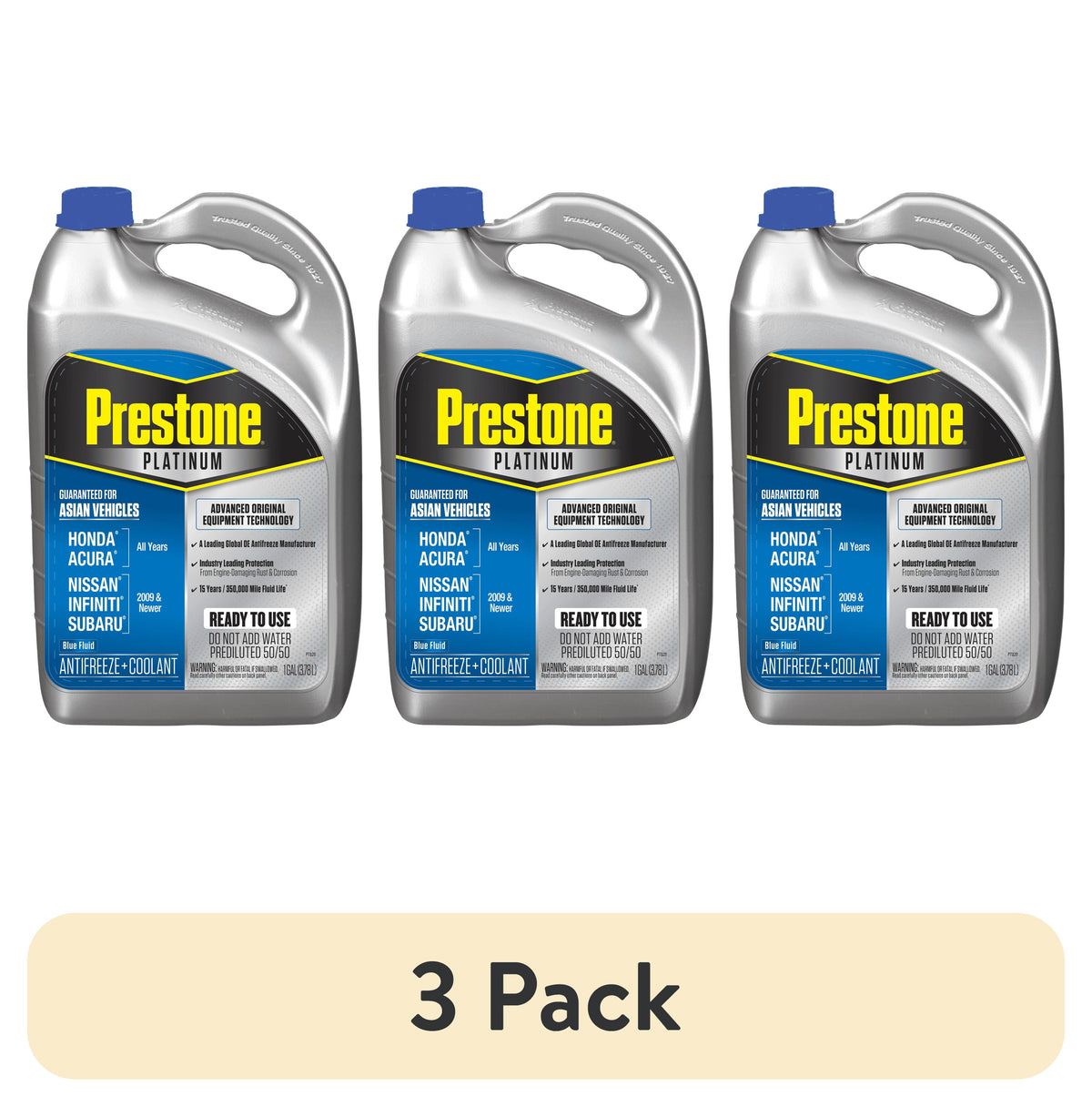 (2 pack) Prestone Platinum Asian Blue Antifreeze + Coolant, Ready-to-Use, Prediluted 50/50, 1 Gallon