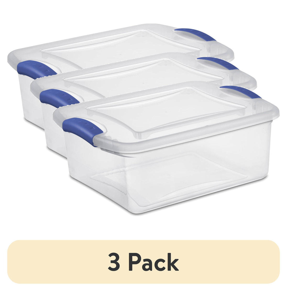 Sterilite Small Latching Storage Bin, 15 Quart Clear Plastic Storage Container with Latch Lid, Blue, 10 Pack