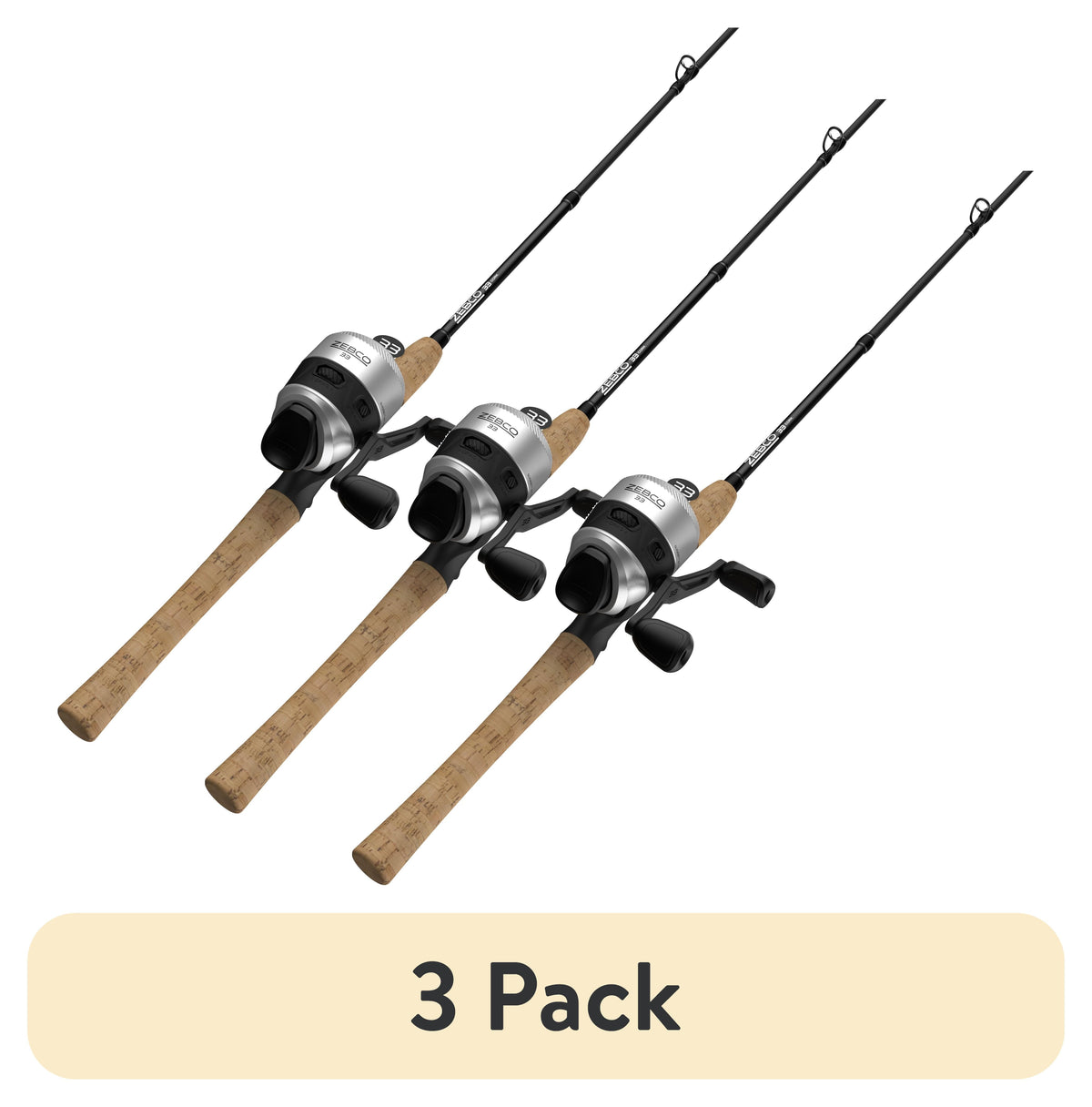 Zebco 33 Cork Handle Spincast Reel and IM6 Graphite Fishing Rod Combo, 6ft 6in 2-piece, Black