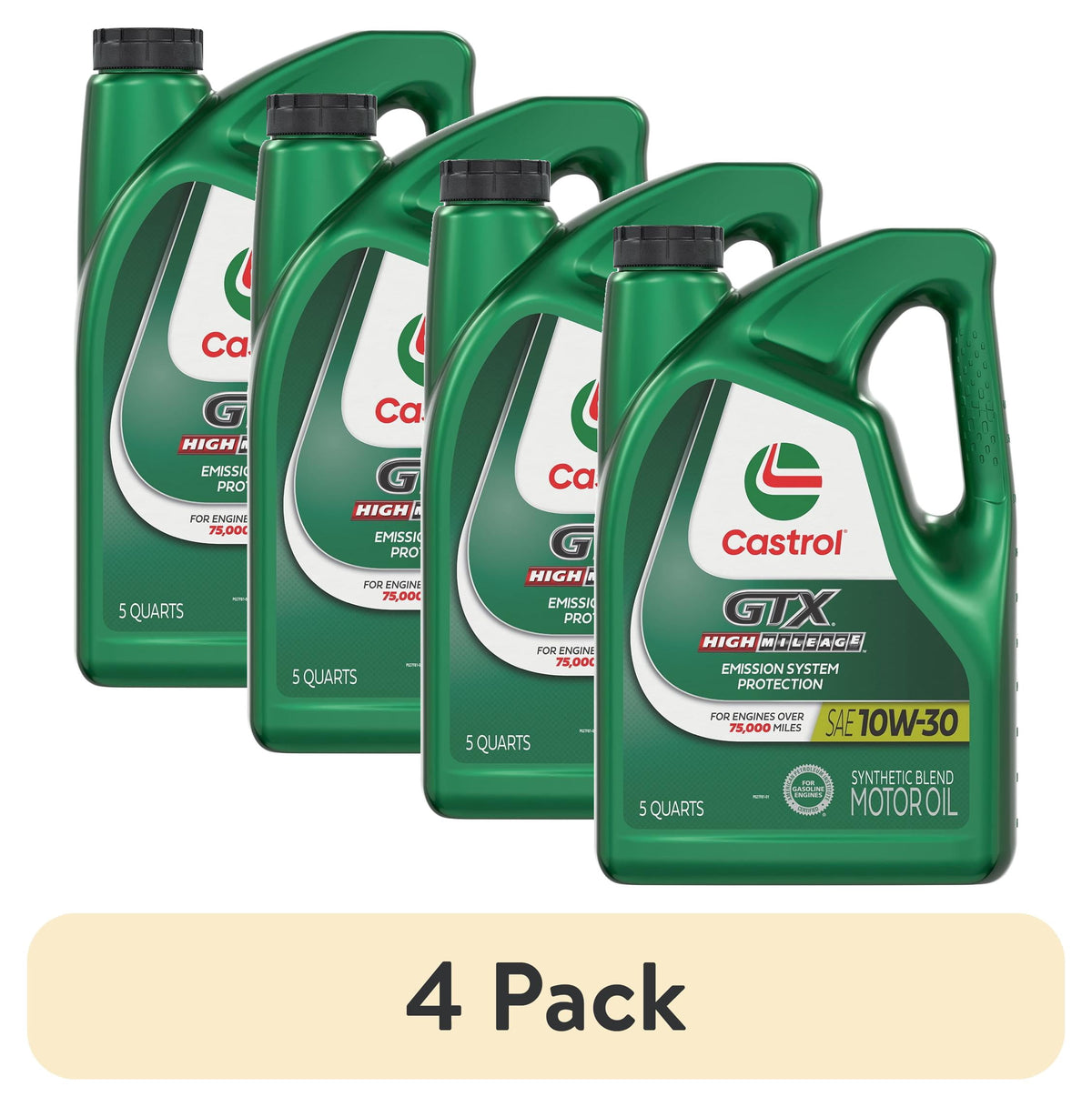 (2 pack) Castrol GTX High Mileage 10W-30 Synthetic Blend Motor Oil, 5 Quarts