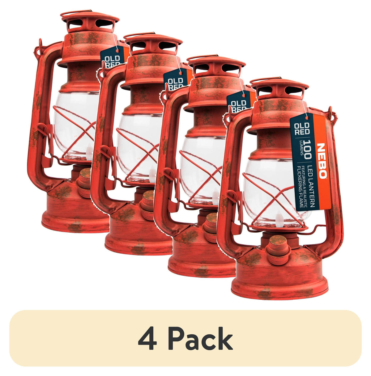 NEBO Retro 100 Lumen LED Red Metal Lantern, Battery Operated