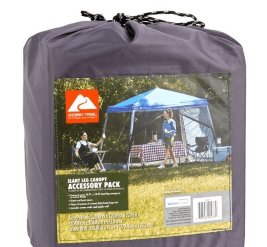 Ozark Trail 10x10 Ft Slant-Leg Canopy Accessory Pack with Screen and Shade, Gray