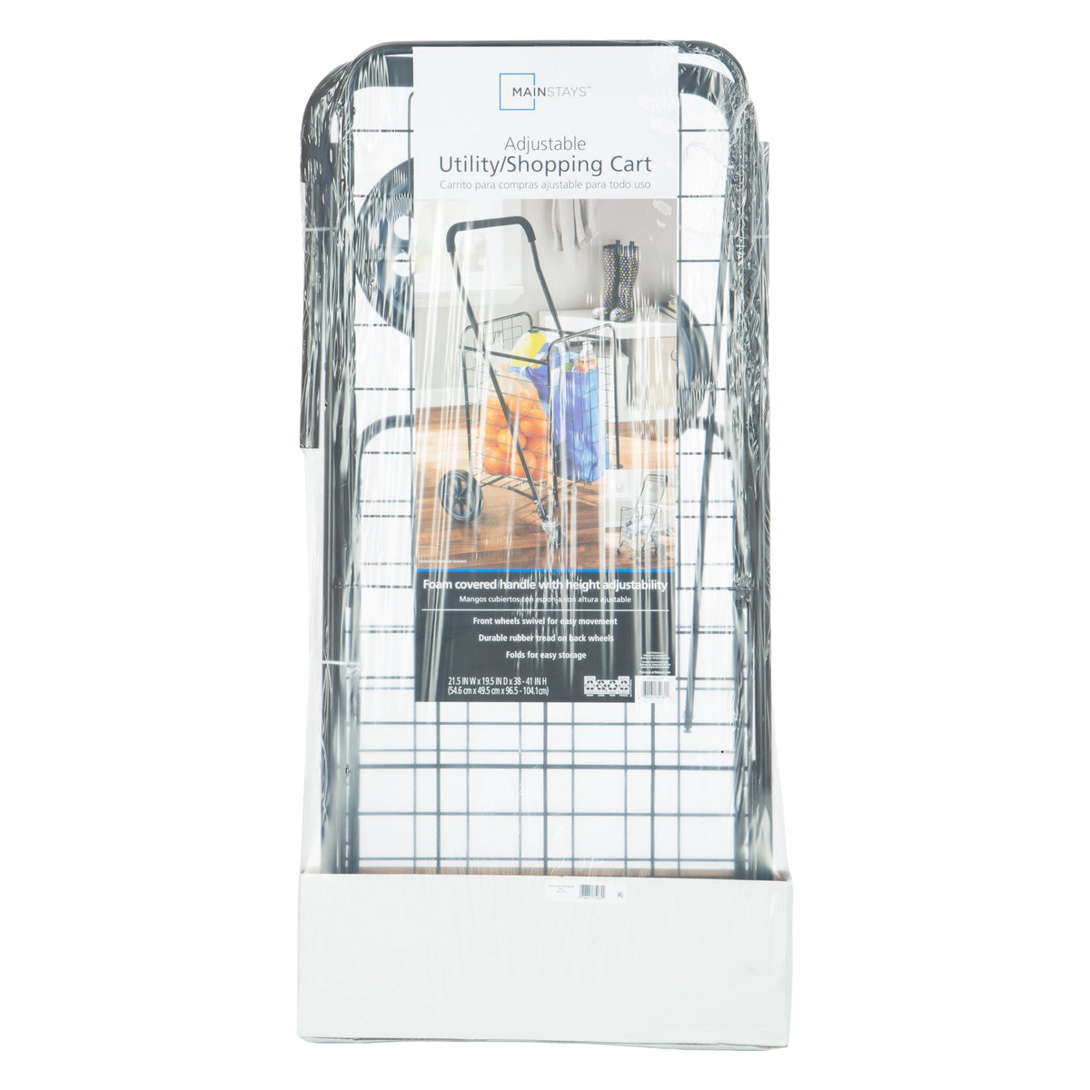 Mainstays Metal Rolling Utility Shopping Cart with Foldable Design