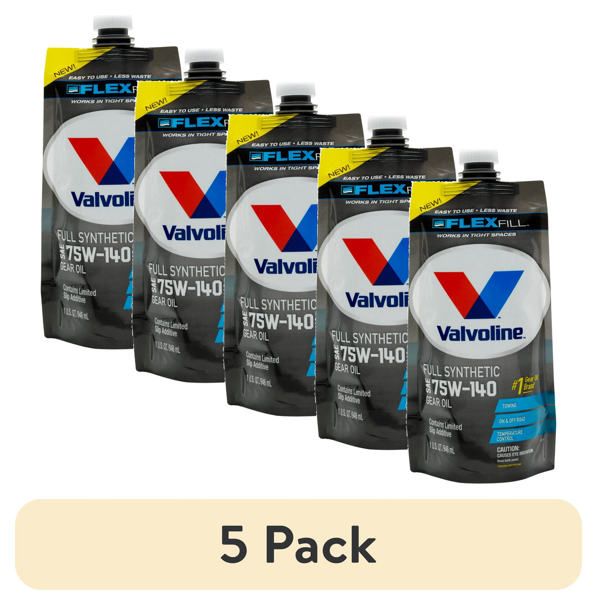 (3 pack) Valvoline Flex Fill 75W-140 Full Synthetic Gear Oil 1 QT Squeeze Pouch