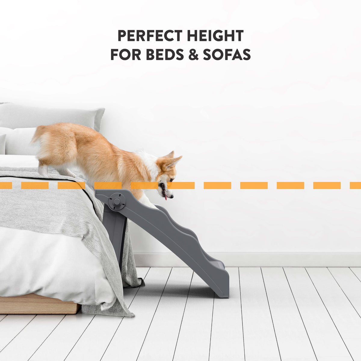 Tail Waggers Dog Stairs Flexi-Step, Foldable Dog Steps with 4-Step Design and Non-Slip Treads, Medium