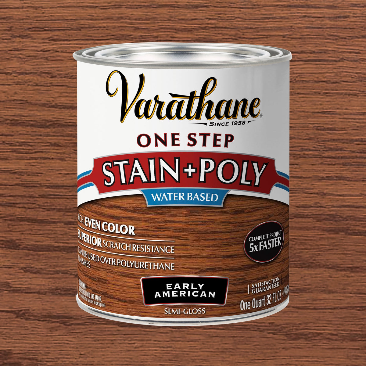 (2 pack) Early American, Varathane One Step Interior Wood Stain + Polyurethane, Semi-Gloss -336361, Quart