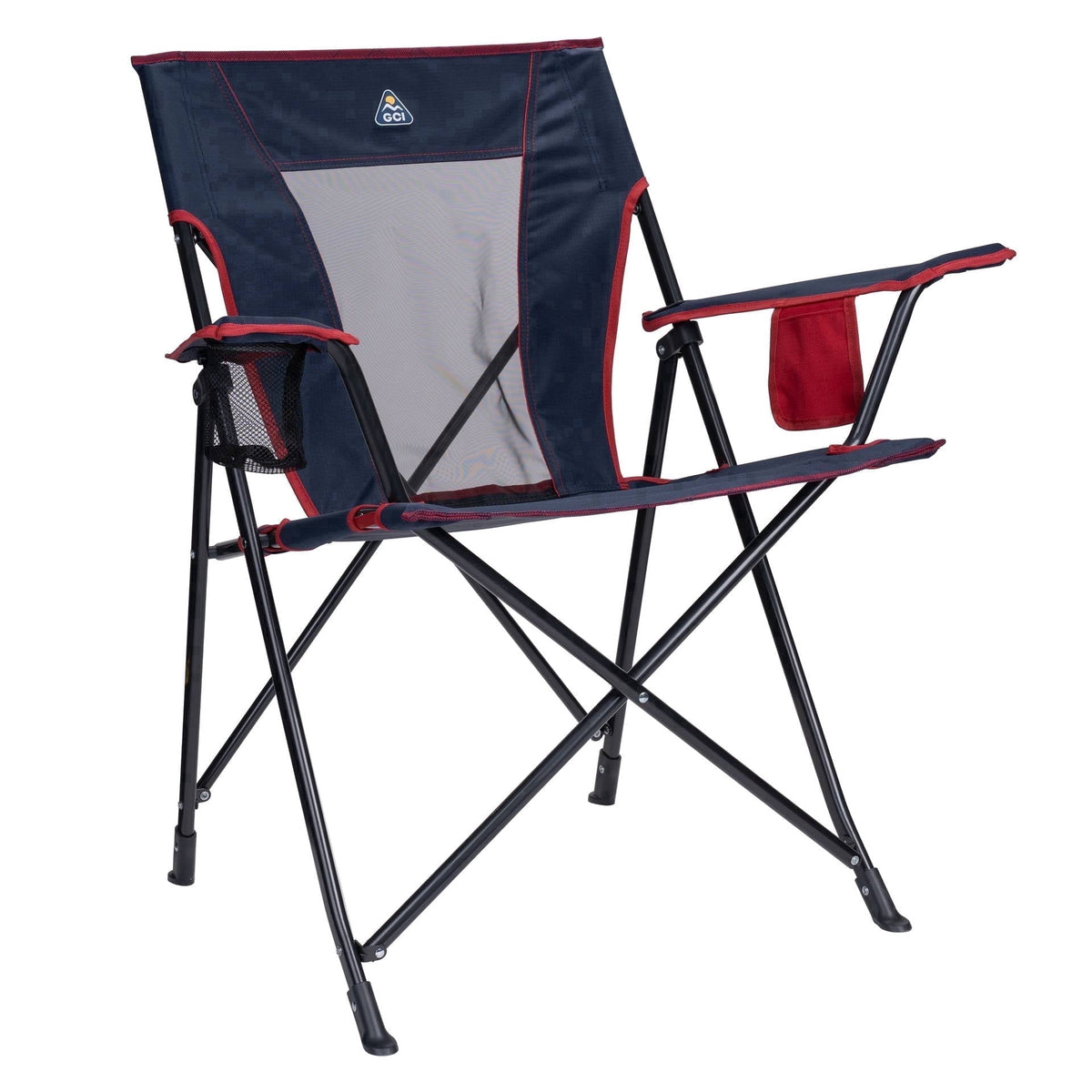 GCI Outdoor Comfort Quad Lightweight Folding Camping Chair with Carry Bag, Heathered Royal