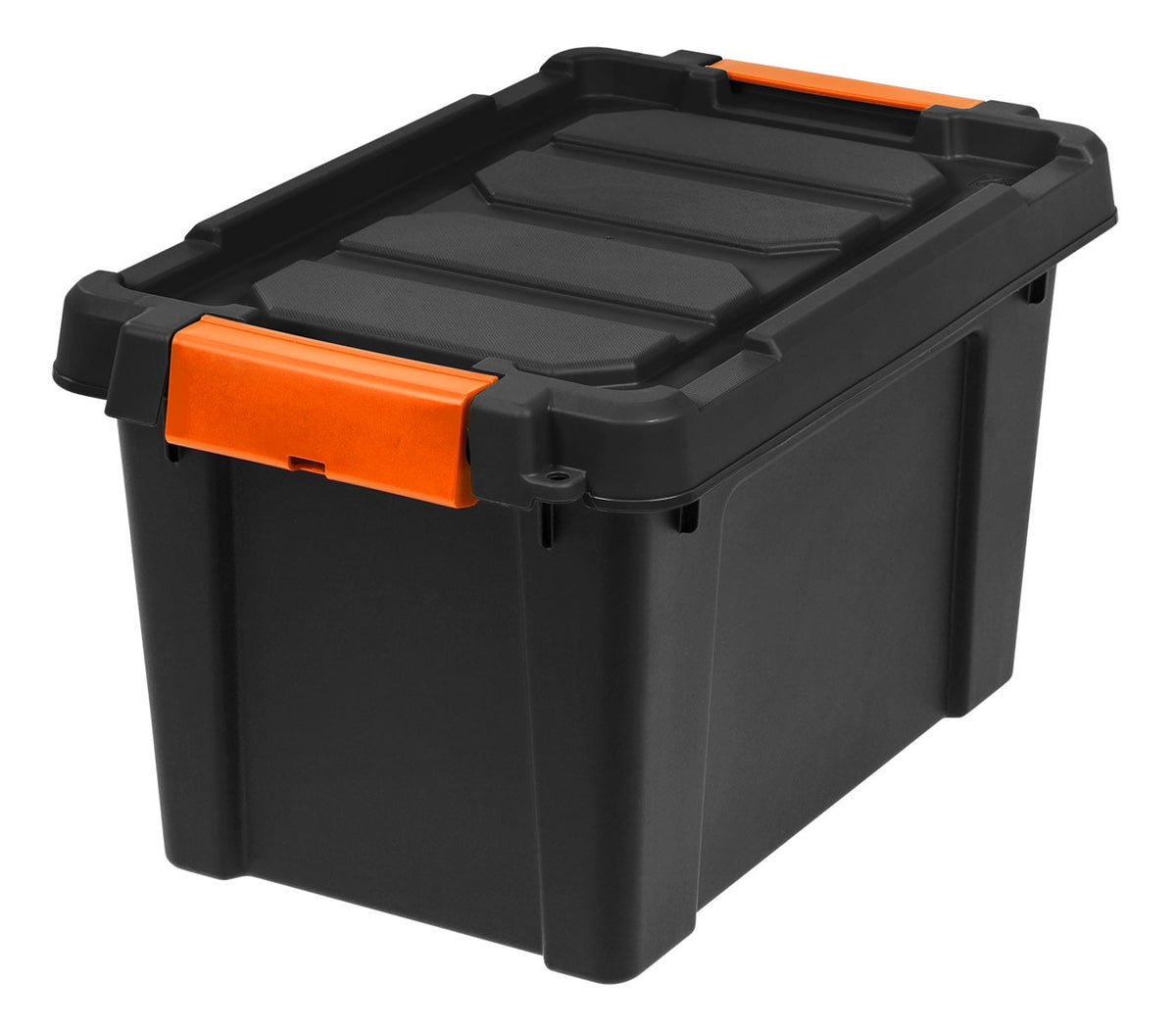IRIS 5 Gallon Black Plastic Latching Storage Bin with Lid Tote, Plastic Storage Container with Lid, 4-Pack