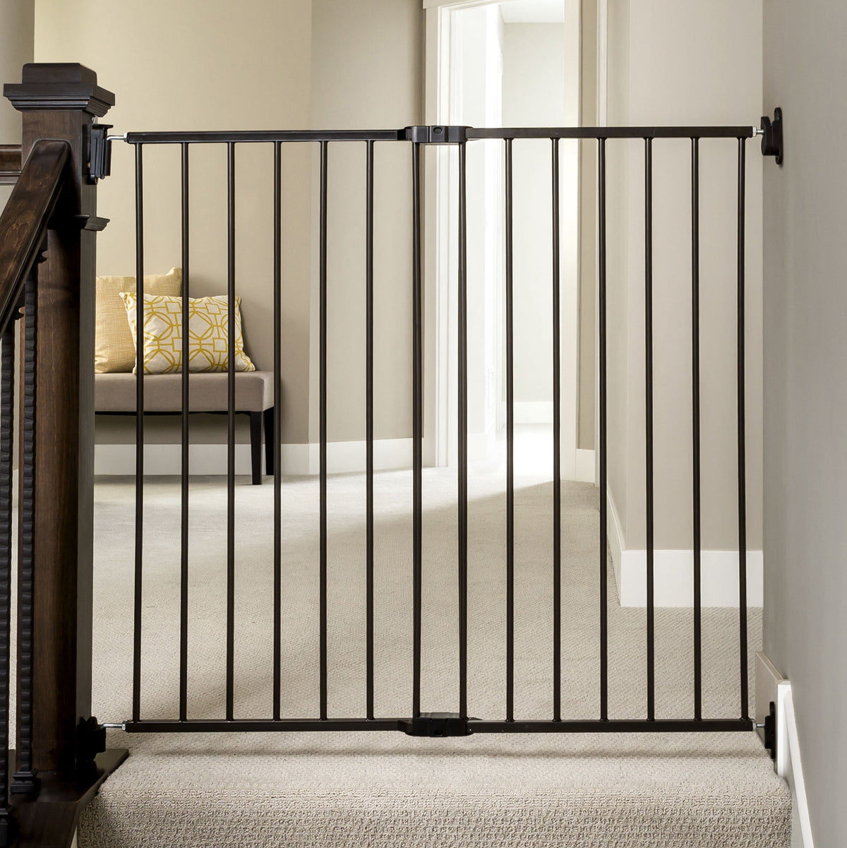 Regalo 2-in-1 Extra Tall Easy Swing Stairway and Hallway Walk Through Baby Gate, White, 38 Inch