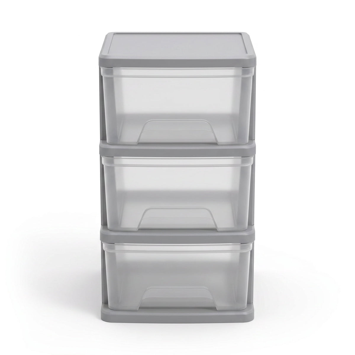Starplast 3-Drawer Organization Tower Wide Storage Cart, Silver Plastic