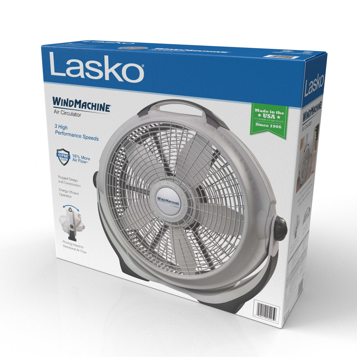 Lasko Wind Machine 20" 3-Speed Pivoting Head Air Circulator Fan A20301