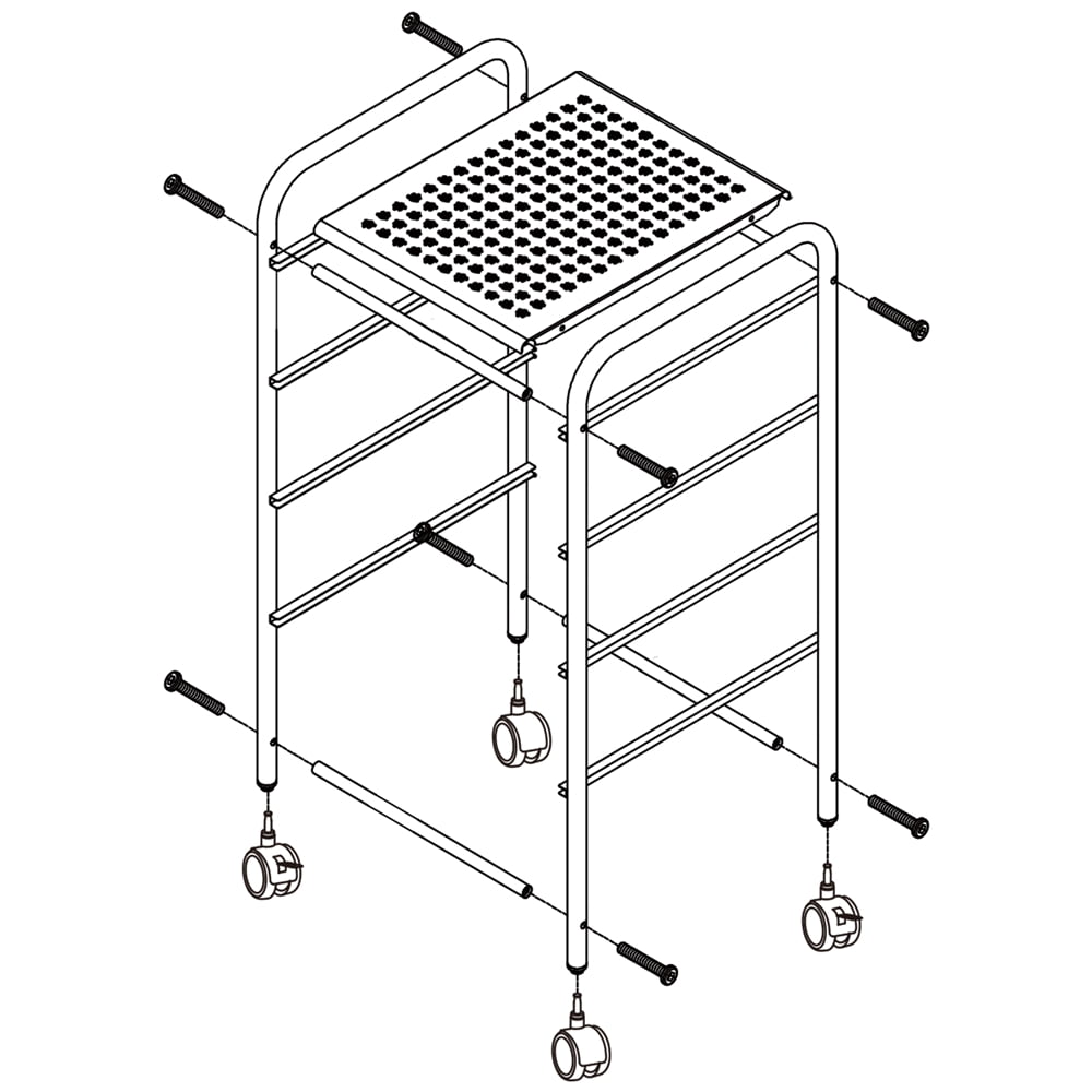 Renwick Rolling Trolley Storage Cart Bin with 4 Plastic Drawers on Wheels, Black