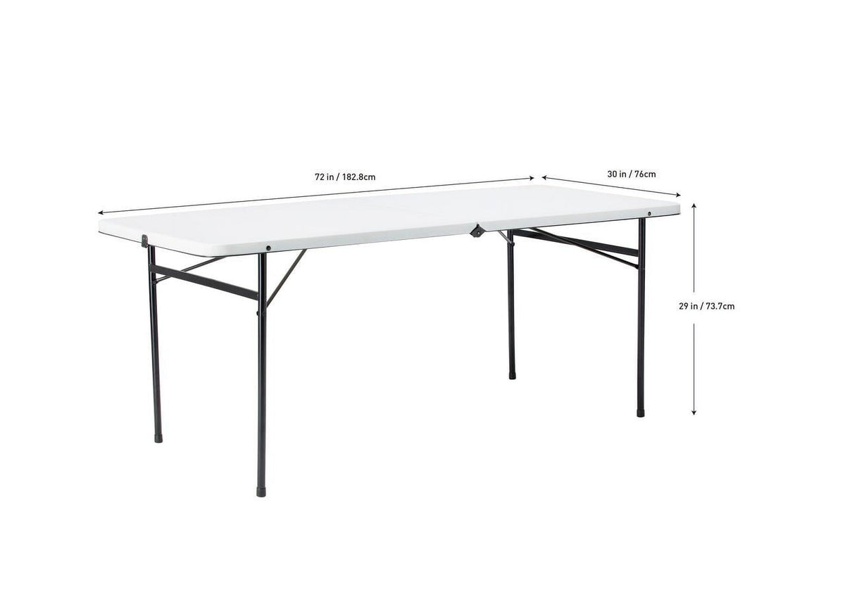 Mainstays 6 ft Rectangle Fold-in-Half Folding Table, White