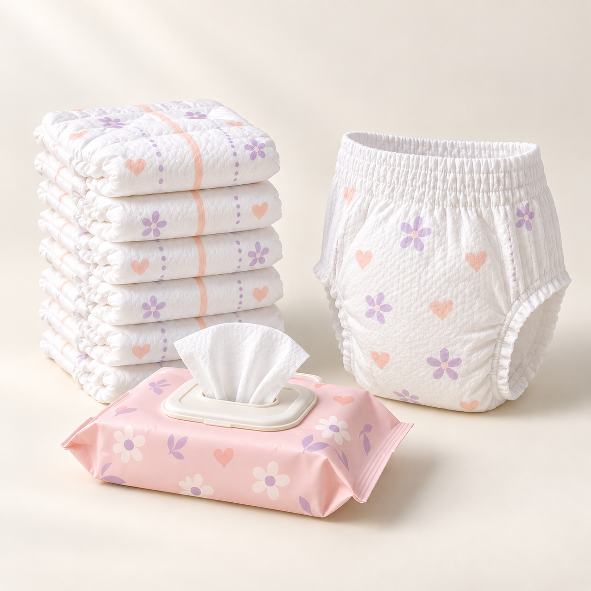 Diapers & Training Pants collection studio illustration