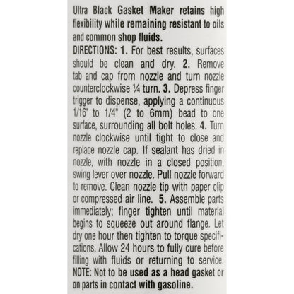 Permatex Ultra Black® Maximum Oil Resistance RTV Silicone Gasket Maker 9.5 oz - 85080