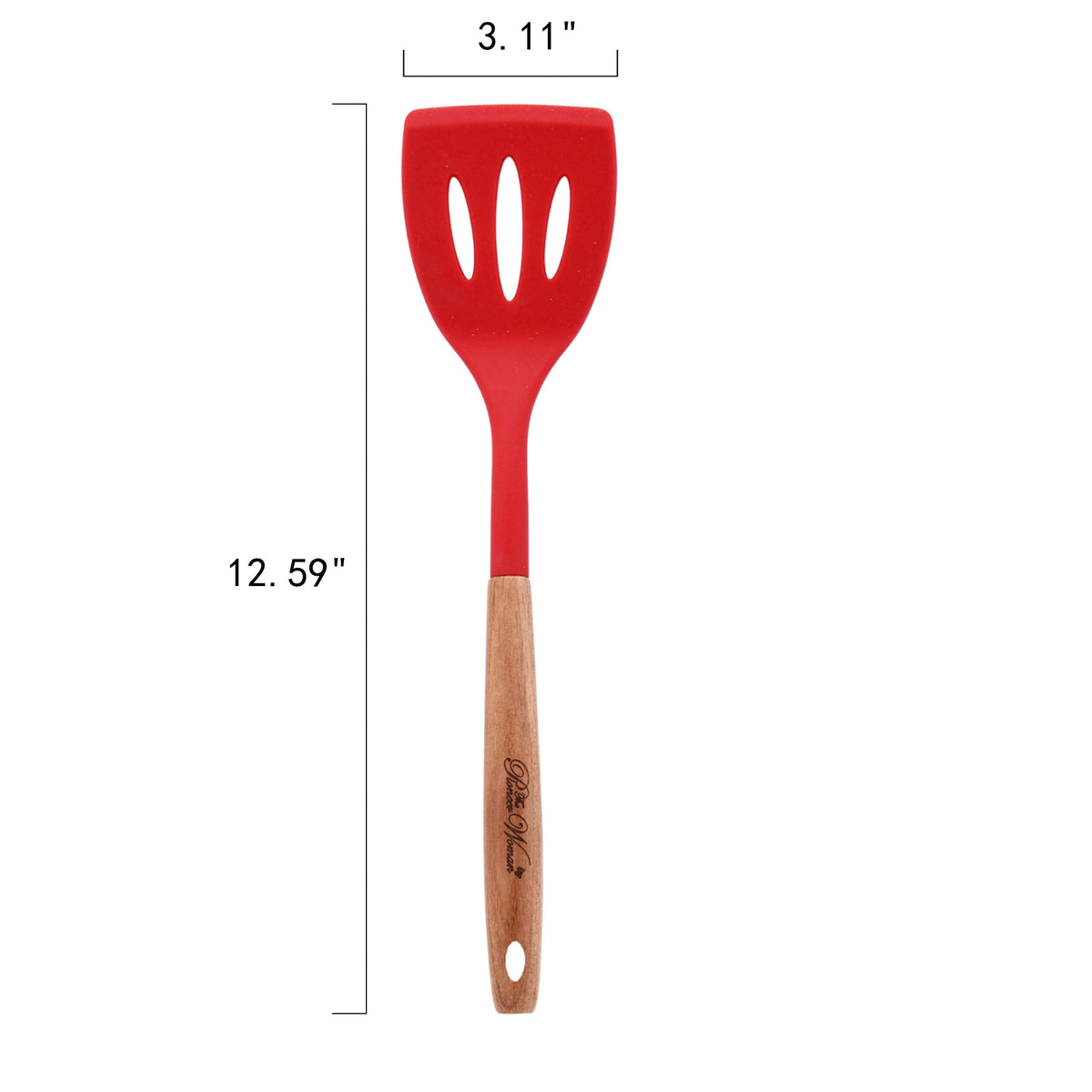 The Pioneer Woman 10-Piece Silicone Kitchen Utensil Set with Acacia Wood Handles, Red