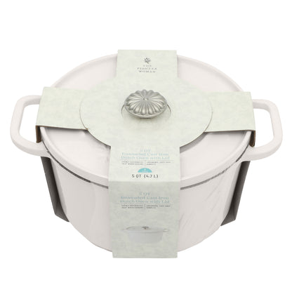 The Pioneer Woman 5-Quart Enameled Cast Iron Dutch Oven with Lid, Linen