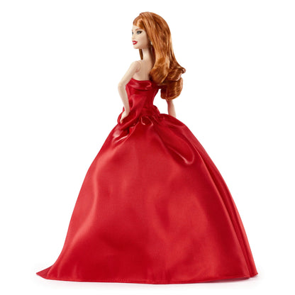 Barbie Signature 2026 Holiday Barbie Fashion Doll, Seasonal Collector, Red Hair with Red Gown with Bow Detai