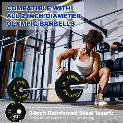BalanceFrom Olympic Bumper Plate Weight Plate with Steel Hub, Black, 35lbs, Single