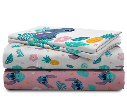 Lilo & Stitch Island Vibes 4-Piece Queen Sheet Set, Polyester, Multicolor, Disney