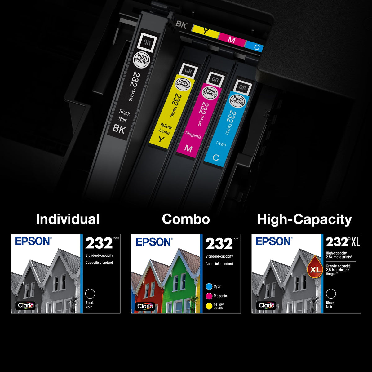 EPSON 232 Claria Ink Standard Capacity Color Combo Pack (T232520-S) Works with WorkForce WF-2930, WF-2950, Expression XP-4200, XP-4205