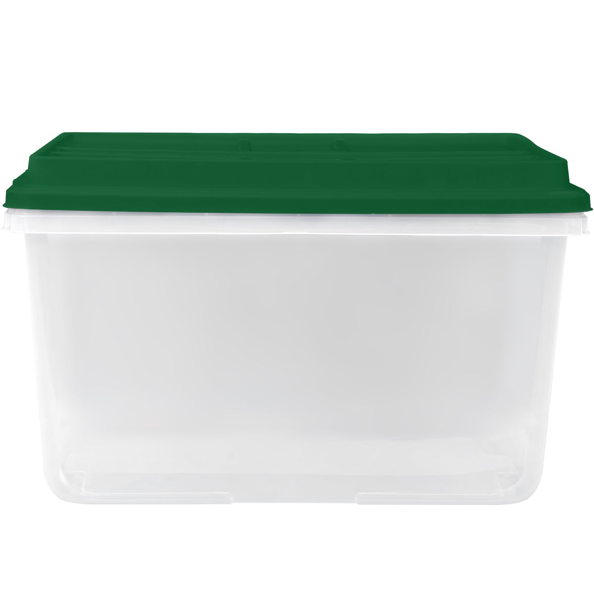 Hefty 72 Quart Clear Plastic Christmas Storage Bin with Holiday Green HIRISE Lid, Set of 6