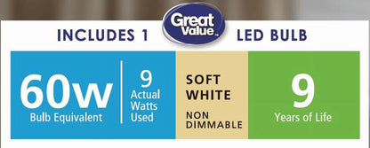Mainstays 42 in Hugger Metal Indoor Ceiling Fan with Light, White, 4 Blades, LED Bulb, Reverse Airflow