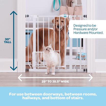 Carlson Extra Wide Walk-Through Pet Gate, 29"-38.5" Wide, Small Door, White