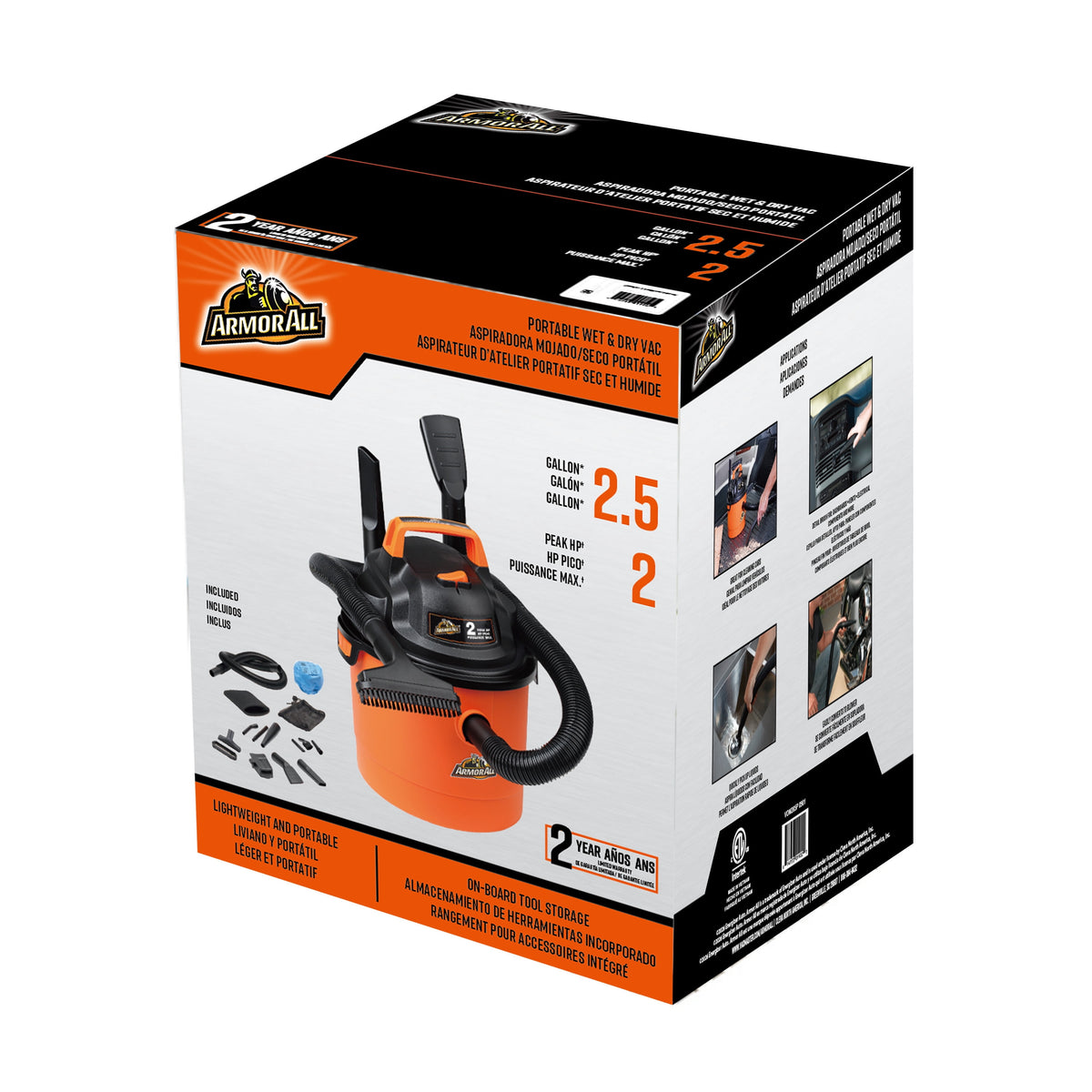 Armor All 2.5 Gallon 2 Peak HP Wet Dry Vacuum,VOM205P 0901