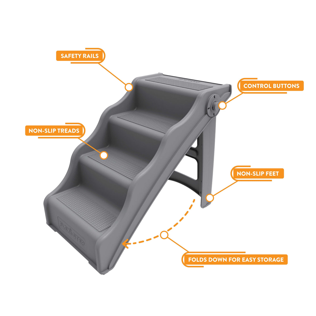 Tail Waggers Dog Stairs Flexi-Step, Foldable Dog Steps with 4-Step Design and Non-Slip Treads, Medium
