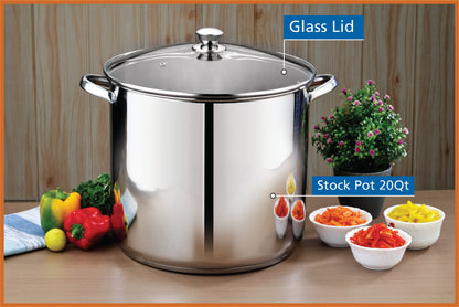 Mainstays Stainless Steel 20-Quart Stock Pot with Glass Lid