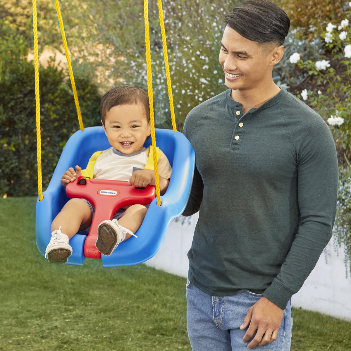Little Tikes 2-in-1 Snug and Secure Swing, High Back Swing, Blue