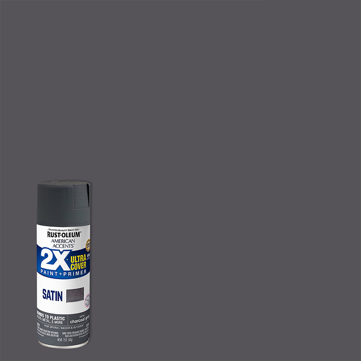 (6 pack) Charcoal Gray, Rust-Oleum American Accents 2X Ultra Cover Satin Spray Paint-342064, 12 oz