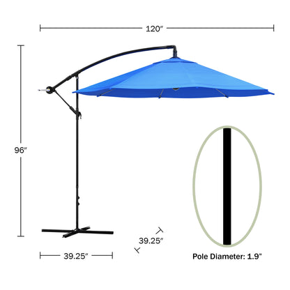 Pure Garden 10-Foot Offset Patio Umbrella with Crank and Base (Blue)