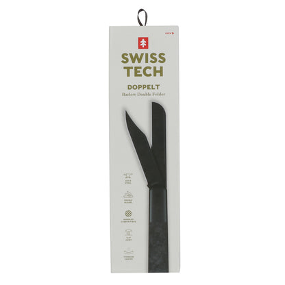 Swiss Tech Barlow Double Bladed Pocket Knife, Trapper, AUS-8, Carbon Fiber Handle, Slip Joint