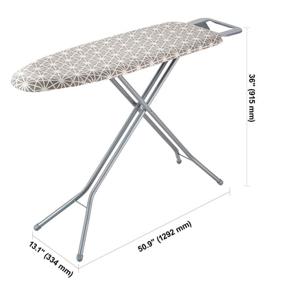 KFFKFF 51 x 13 Ironing Board, 4 Layer Thick & 7 Height Adjustable, Ironing Board with Heat Resistance Cover for Laundry