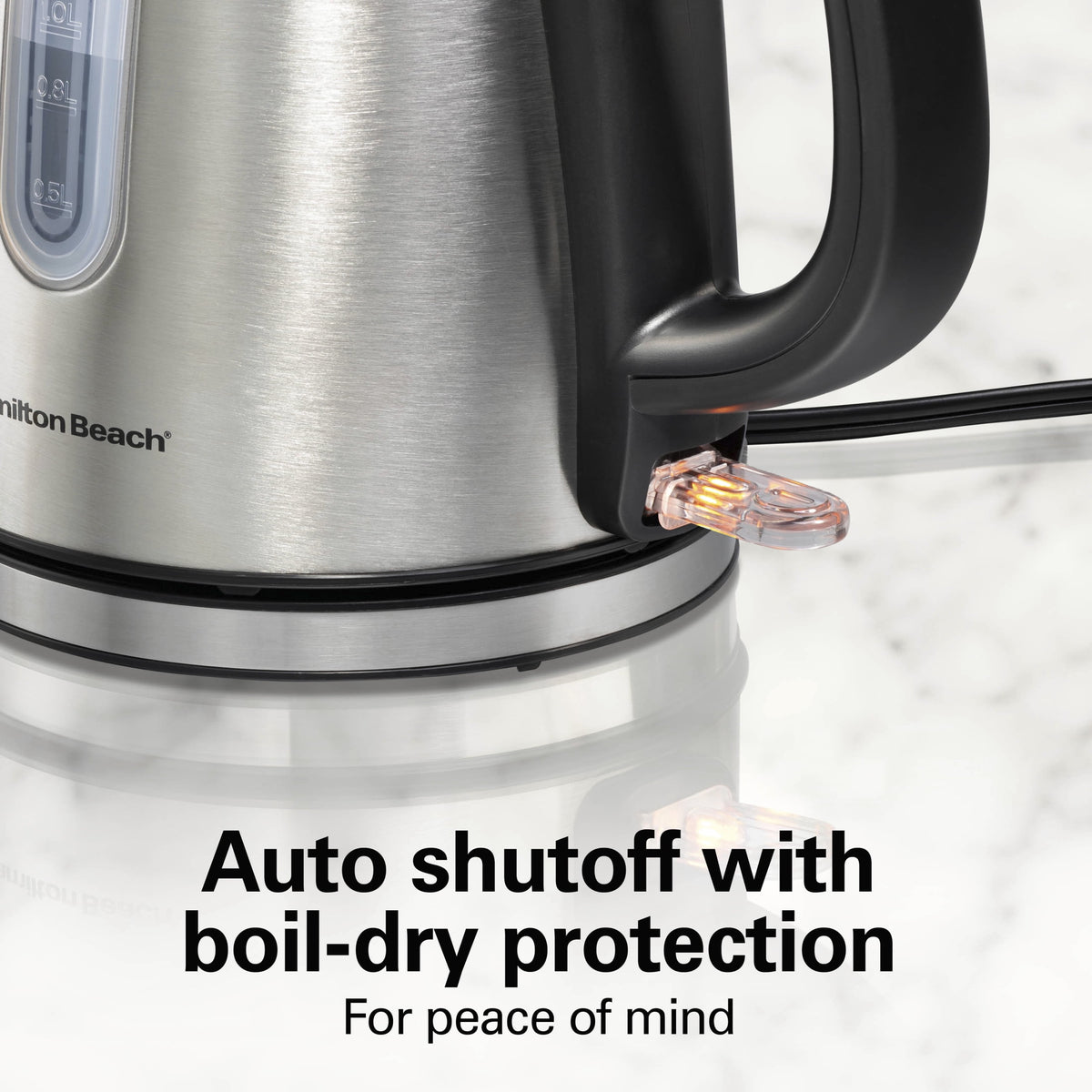 Hamilton Beach 1.2L Electric Kettle, 1500 W, Electric Tea & Water Kettle with Auto Shut-Off, Boil-Dry Protection & Water Monitor, Stainless Steel