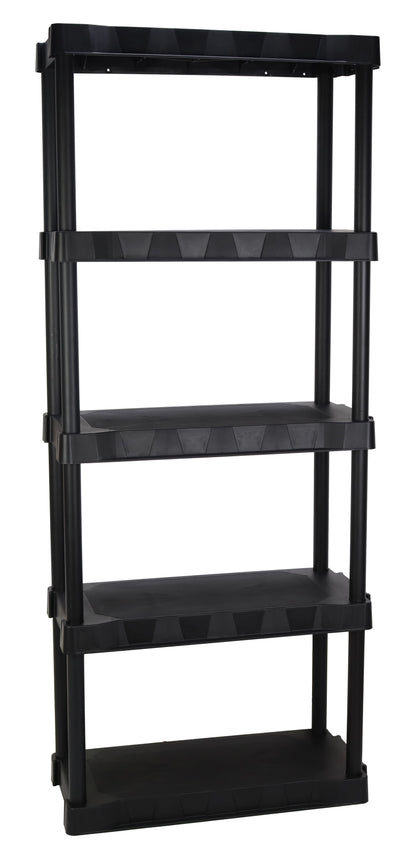 Hyper Tough 5-Tier Black Plastic Shelf Unit, 13.88 in D x 30 in W x 68.8 in H, 350 lb Capacity