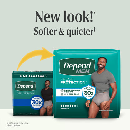 Depend Fresh Protection Incontinence Underwear for Men, Adult Diapers, L (40 Count)