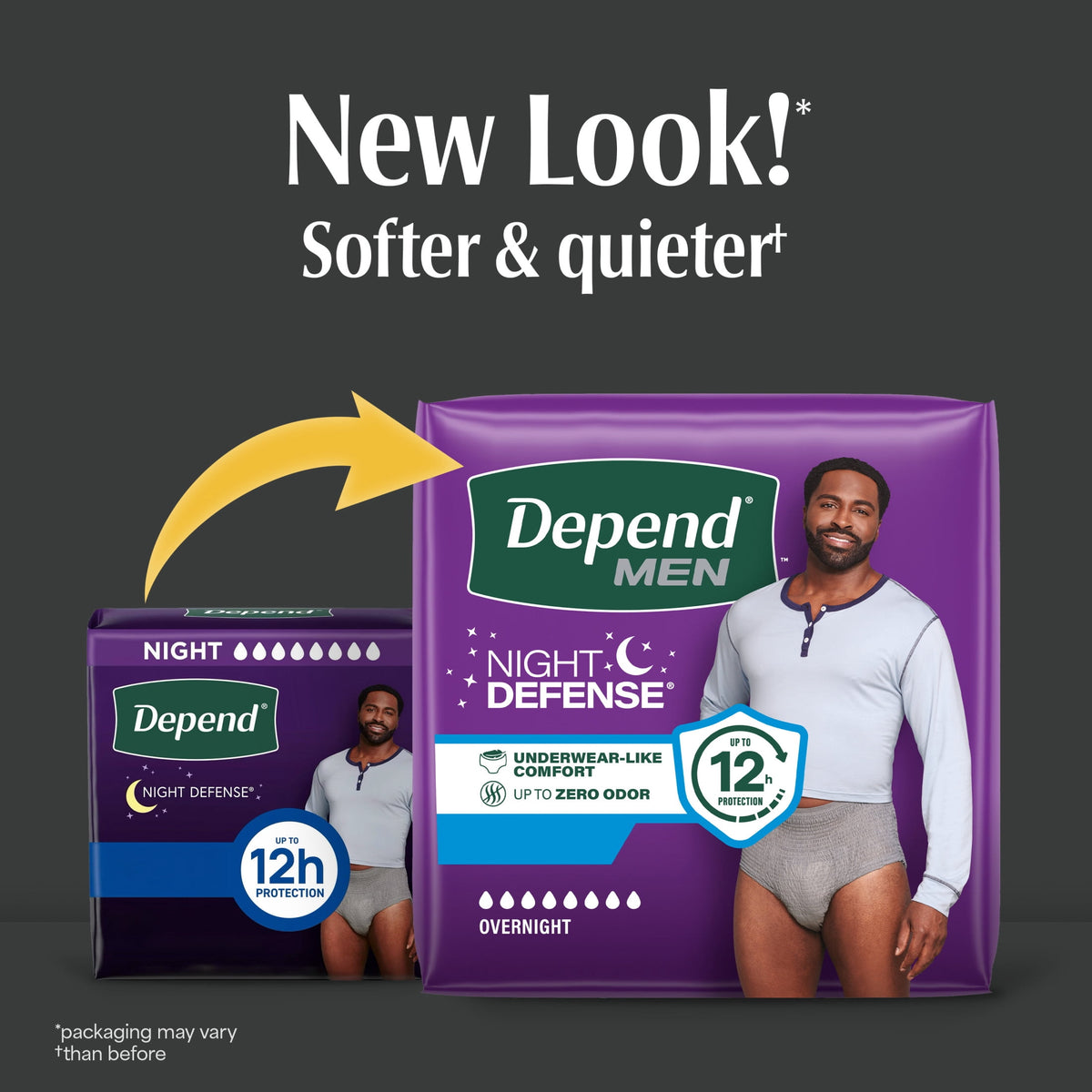 Depend Night Defense Incontinence Underwear for Men, Adult Diapers, L (56 Count)