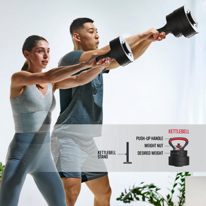 FitRx Smartbell Gym 5-in-1 Adjustable Dumbbell Set & Weight Set for Home Workouts, 45 lbs
