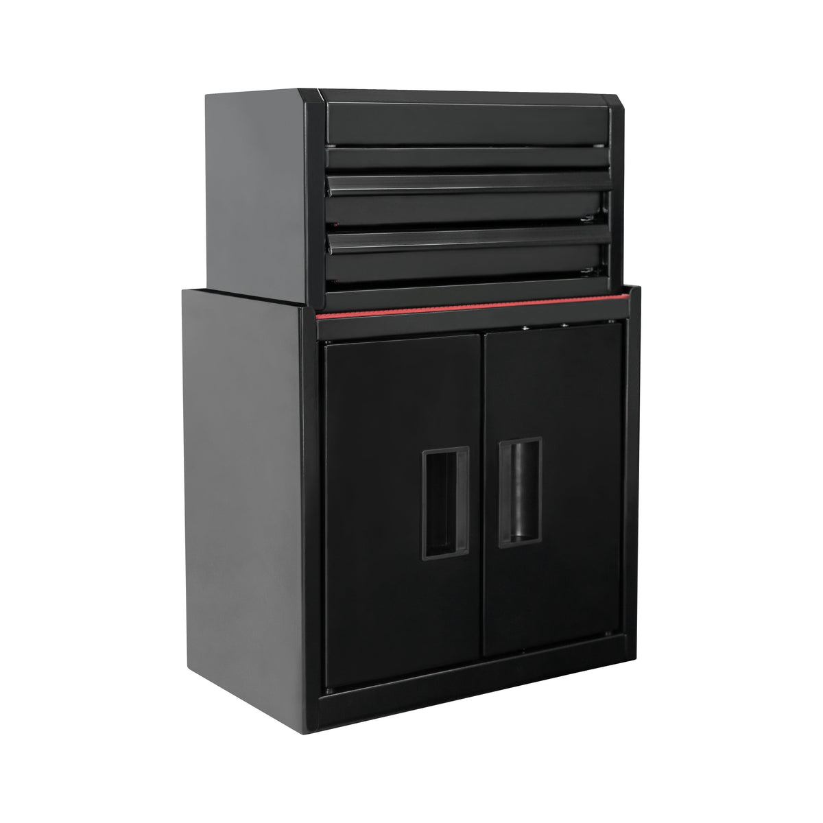 Hyper Tough Mini Tool Cabinet, 11.6 in, Steel, Black, Double Doors, Non-Slip Top Mat